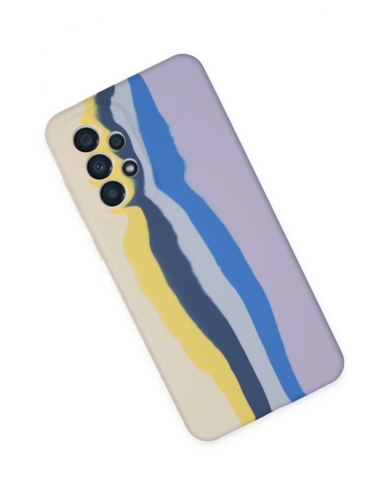 Newface Samsung Galaxy A53 5G Kılıf Ebruli Lansman Silikon - Sarı-Lila