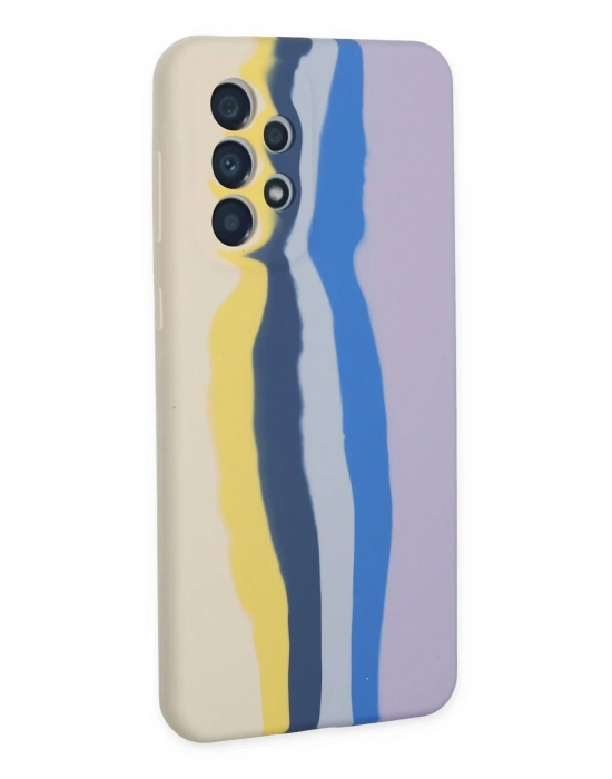 Newface Samsung Galaxy A53 5G Kılıf Ebruli Lansman Silikon - Sarı-Lila