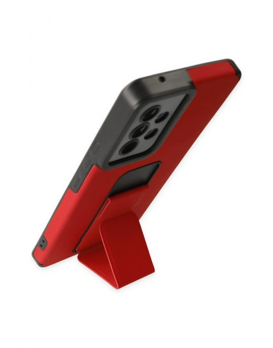 Newface Samsung Galaxy A53 5G Kılıf Mega Standlı Silikon - Kırmızı