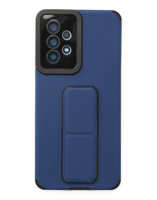 Newface Samsung Galaxy A53 5G Kılıf Mega Standlı Silikon - Mavi