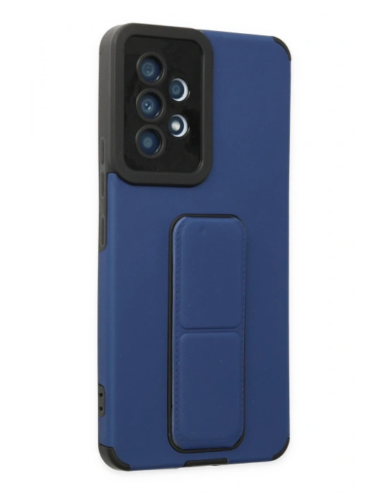 Newface Samsung Galaxy A53 5G Kılıf Mega Standlı Silikon - Mavi