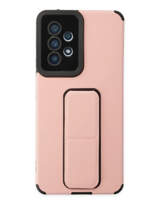 Newface Samsung Galaxy A53 5G Kılıf Mega Standlı Silikon - Pudra