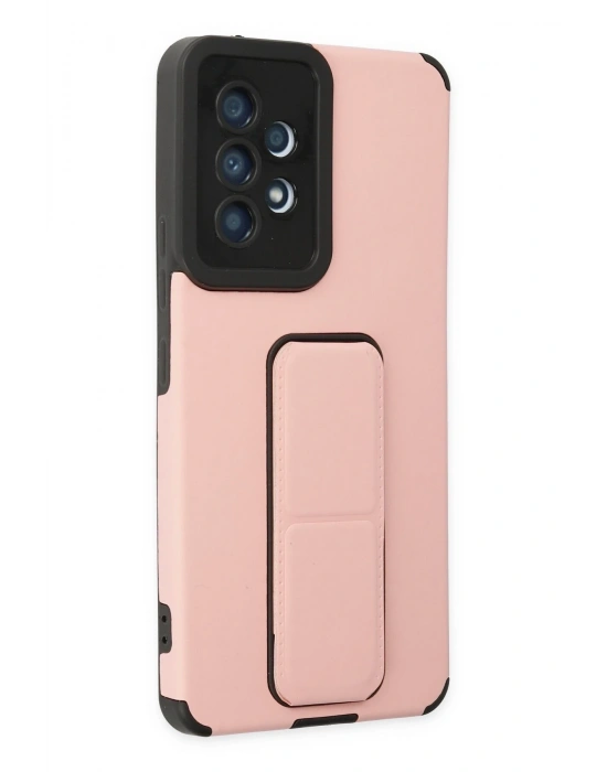 Newface Samsung Galaxy A53 5G Kılıf Mega Standlı Silikon - Pudra