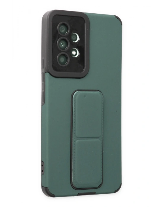 Newface Samsung Galaxy A53 5G Kılıf Mega Standlı Silikon - Yeşil