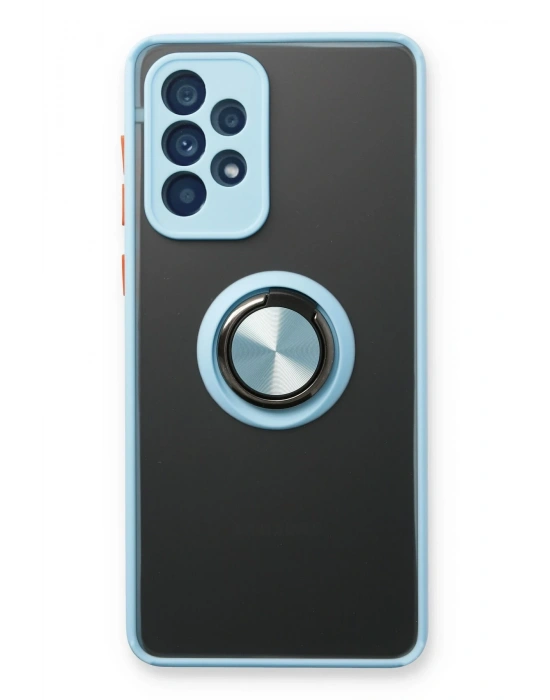 Newface Samsung Galaxy A53 5G Kılıf Montreal Yüzüklü Silikon Kapak - Buz Mavi
