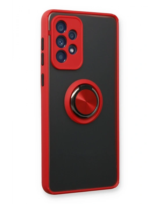 Newface Samsung Galaxy A53 5G Kılıf Montreal Yüzüklü Silikon Kapak - Kırmızı