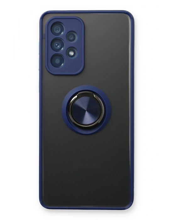 Newface Samsung Galaxy A53 5G Kılıf Montreal Yüzüklü Silikon Kapak - Lacivert