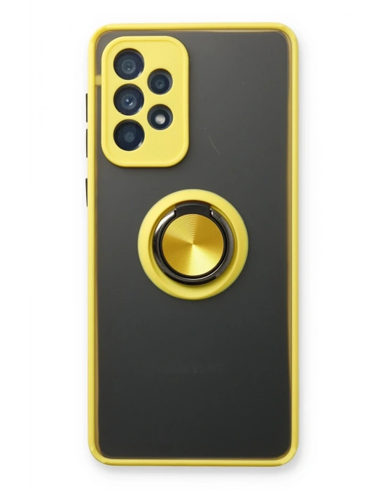 Newface Samsung Galaxy A53 5G Kılıf Montreal Yüzüklü Silikon Kapak - Sarı