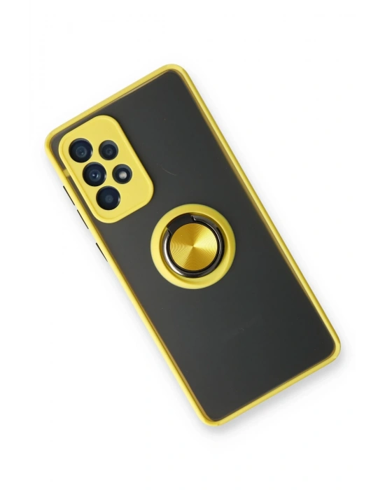 Newface Samsung Galaxy A53 5G Kılıf Montreal Yüzüklü Silikon Kapak - Sarı