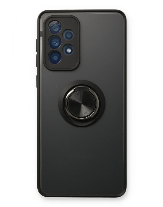 Newface Samsung Galaxy A53 5G Kılıf Montreal Yüzüklü Silikon Kapak - Siyah