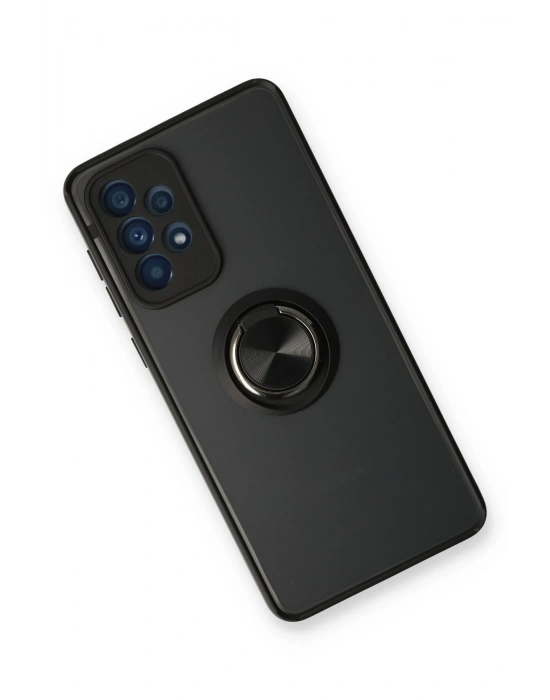 Newface Samsung Galaxy A53 5G Kılıf Montreal Yüzüklü Silikon Kapak - Siyah