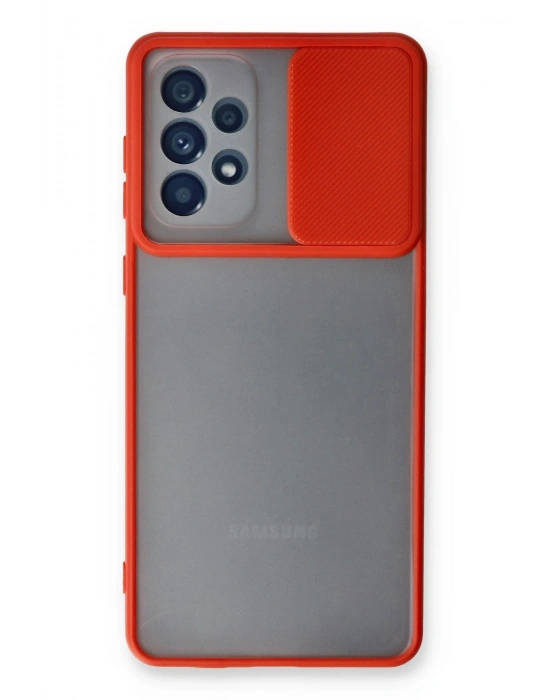 Newface Samsung Galaxy A53 5G Kılıf Palm Buzlu Kamera Sürgülü Silikon - Kırmızı