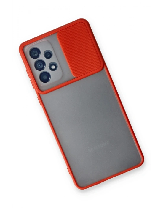 Newface Samsung Galaxy A53 5G Kılıf Palm Buzlu Kamera Sürgülü Silikon - Kırmızı