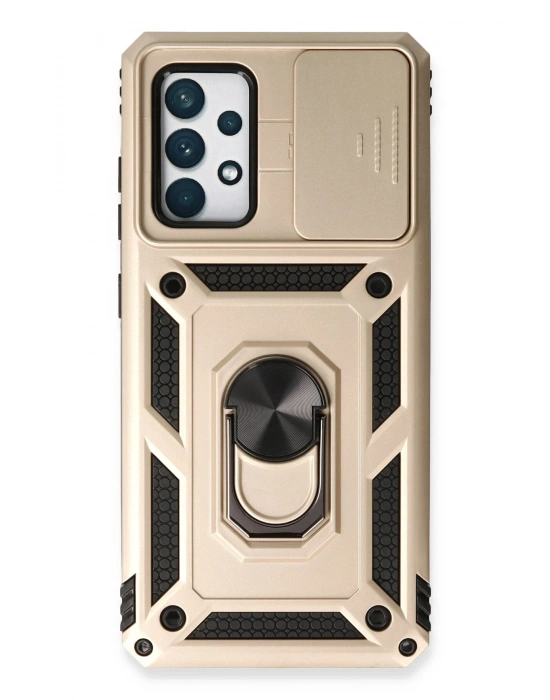 Newface Samsung Galaxy A53 5G Kılıf Pars Lens Yüzüklü Silikon - Gold