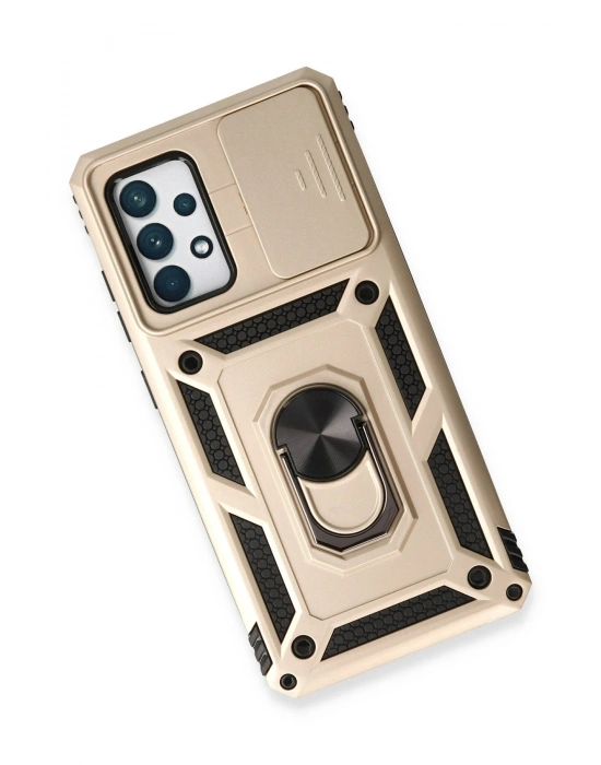 Newface Samsung Galaxy A53 5G Kılıf Pars Lens Yüzüklü Silikon - Gold