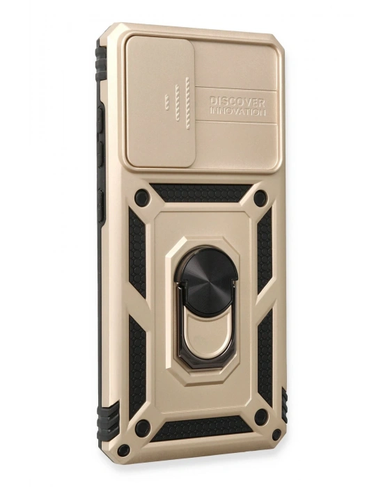 Newface Samsung Galaxy A53 5G Kılıf Pars Lens Yüzüklü Silikon - Gold