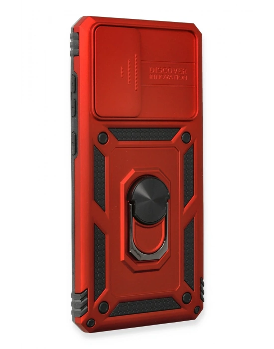 Newface Samsung Galaxy A53 5G Kılıf Pars Lens Yüzüklü Silikon - Kırmızı