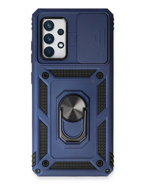 Newface Samsung Galaxy A53 5G Kılıf Pars Lens Yüzüklü Silikon - Lacivert