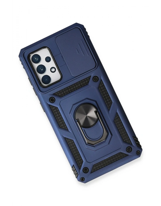 Newface Samsung Galaxy A53 5G Kılıf Pars Lens Yüzüklü Silikon - Lacivert