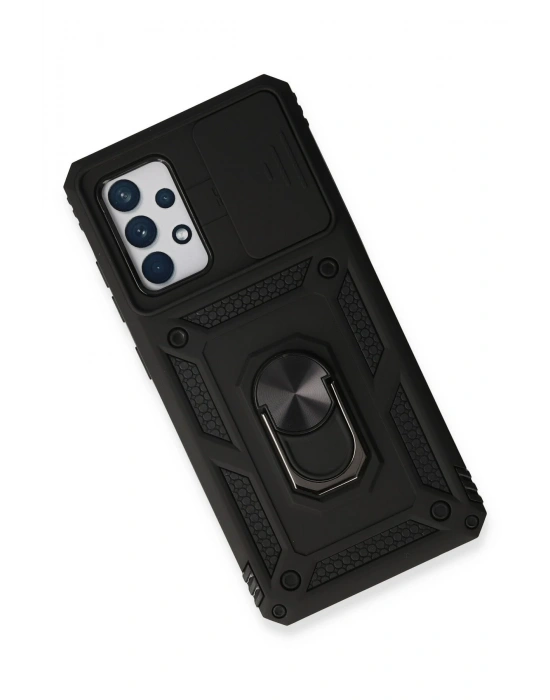 Newface Samsung Galaxy A53 5G Kılıf Pars Lens Yüzüklü Silikon - Siyah