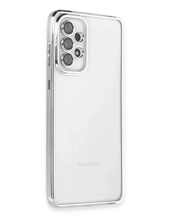 Newface Samsung Galaxy A53 5G Kılıf Razer Lensli Silikon - Gümüş