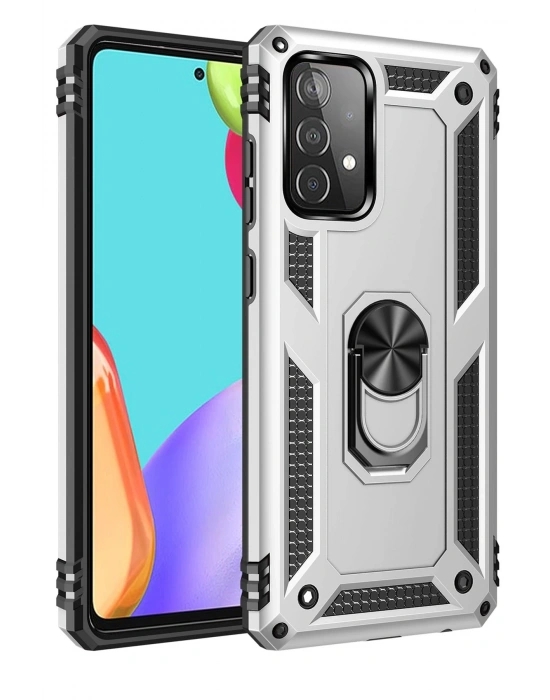 Newface Samsung Galaxy A53 5G Kılıf Sofya Yüzüklü Silikon Kapak - Gümüş