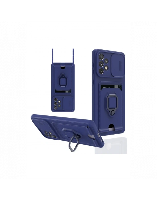 Newface Samsung Galaxy A53 5G Kılıf Zuma Kartvizitli Yüzüklü Silikon - Lacivert