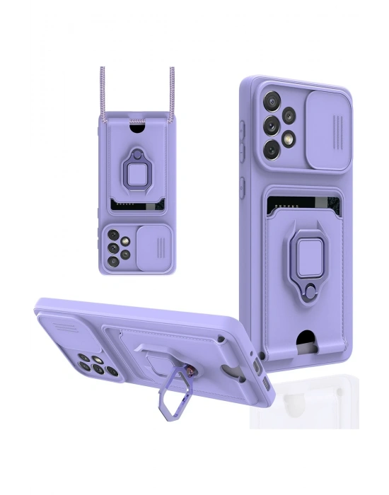 Newface Samsung Galaxy A53 5G Kılıf Zuma Kartvizitli Yüzüklü Silikon - Lila