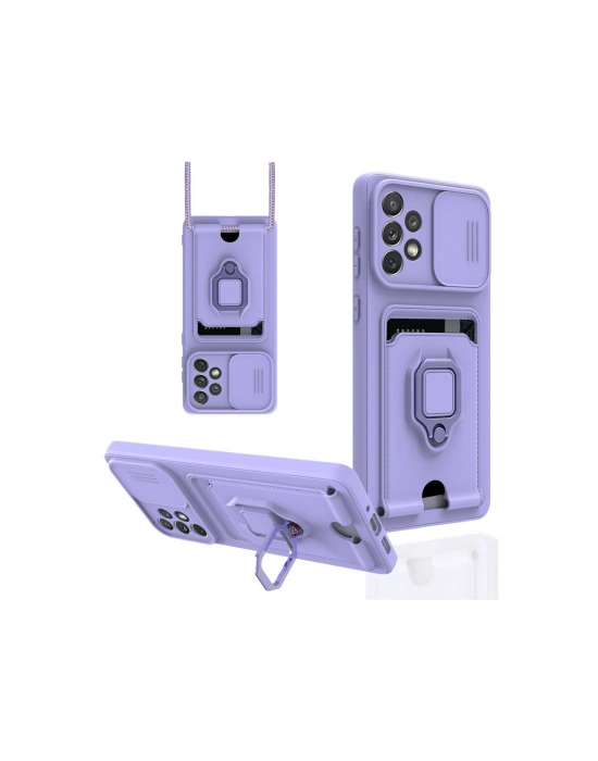 Newface Samsung Galaxy A53 5G Kılıf Zuma Kartvizitli Yüzüklü Silikon - Lila