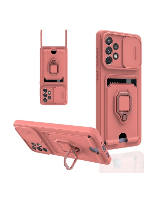 Newface Samsung Galaxy A53 5G Kılıf Zuma Kartvizitli Yüzüklü Silikon - Pembe