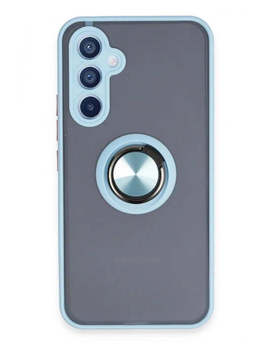 Newface Samsung Galaxy A54 5G Kılıf Montreal Yüzüklü Silikon Kapak - Buz Mavi