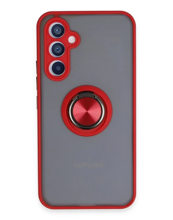 Newface Samsung Galaxy A54 5G Kılıf Montreal Yüzüklü Silikon Kapak - Kırmızı