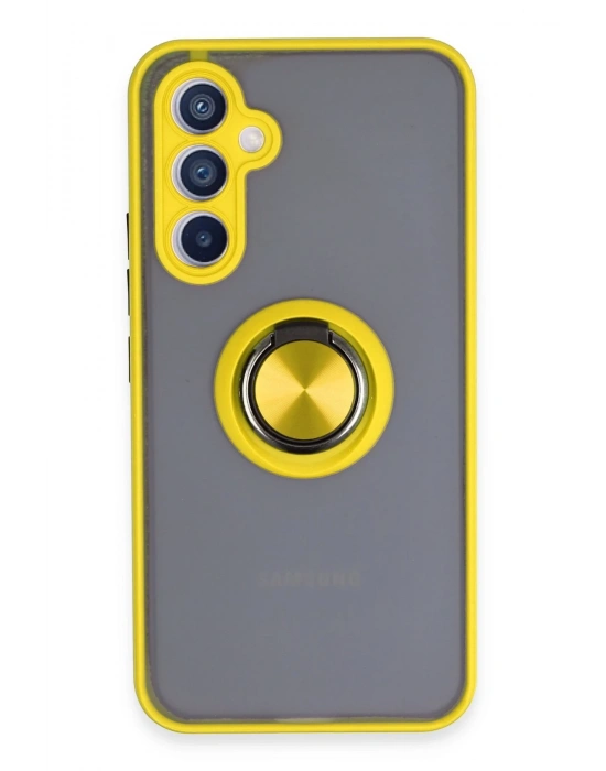 Newface Samsung Galaxy A54 5G Kılıf Montreal Yüzüklü Silikon Kapak - Sarı