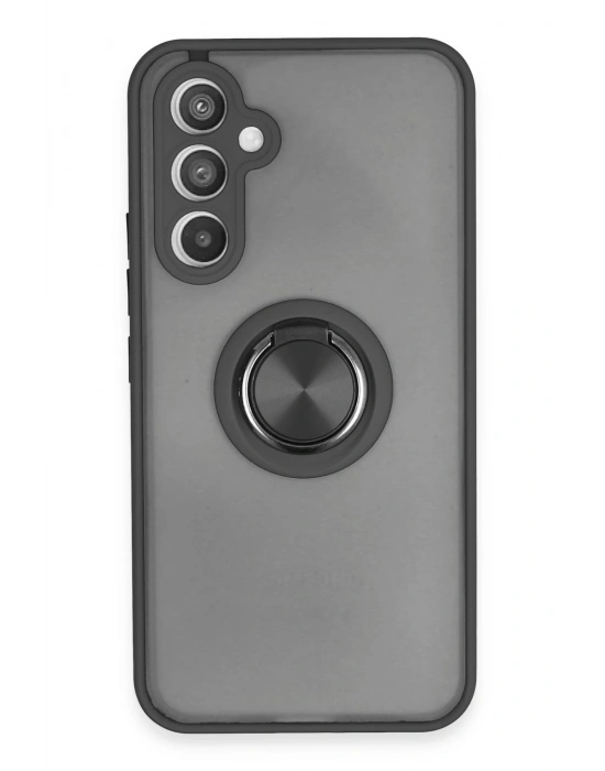 Newface Samsung Galaxy A54 5G Kılıf Montreal Yüzüklü Silikon Kapak - Siyah