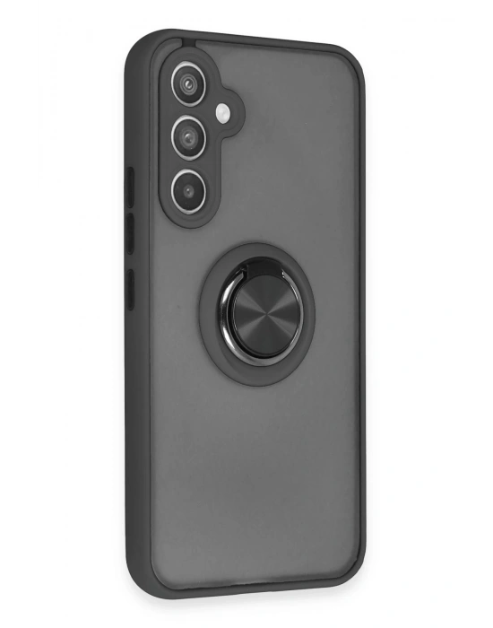 Newface Samsung Galaxy A54 5G Kılıf Montreal Yüzüklü Silikon Kapak - Siyah