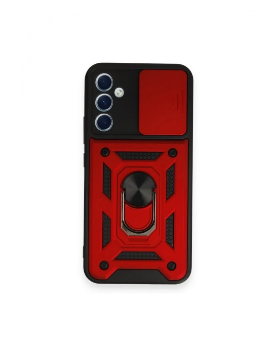 Newface Samsung Galaxy A54 5G Kılıf Pars Lens Yüzüklü Silikon - Kırmızı