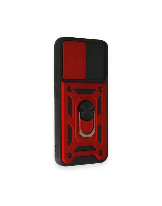 Newface Samsung Galaxy A54 5G Kılıf Pars Lens Yüzüklü Silikon - Kırmızı