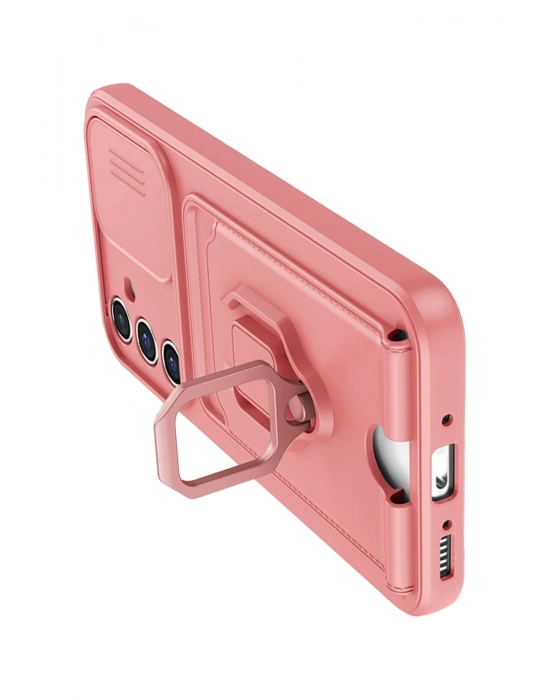 Newface Samsung Galaxy A54 5G Kılıf Zuma Kartvizitli Yüzüklü Silikon - Pembe