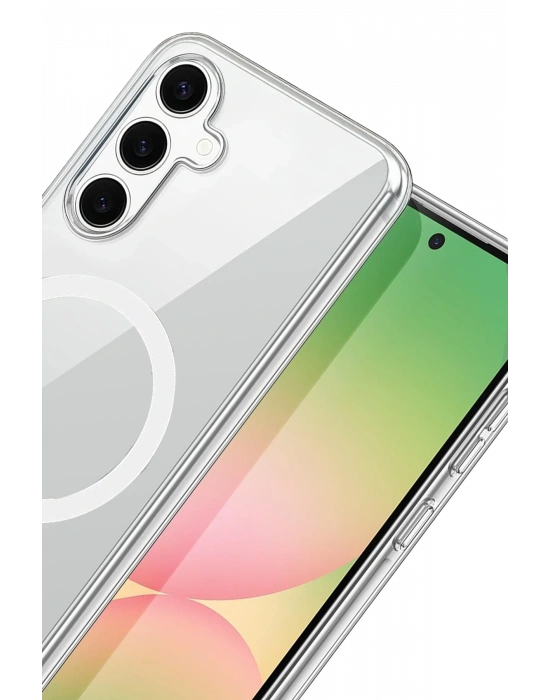 Newface Samsung Galaxy A55 5G Combo Sert Şeffaf Magsafe Kapak - Şeffaf