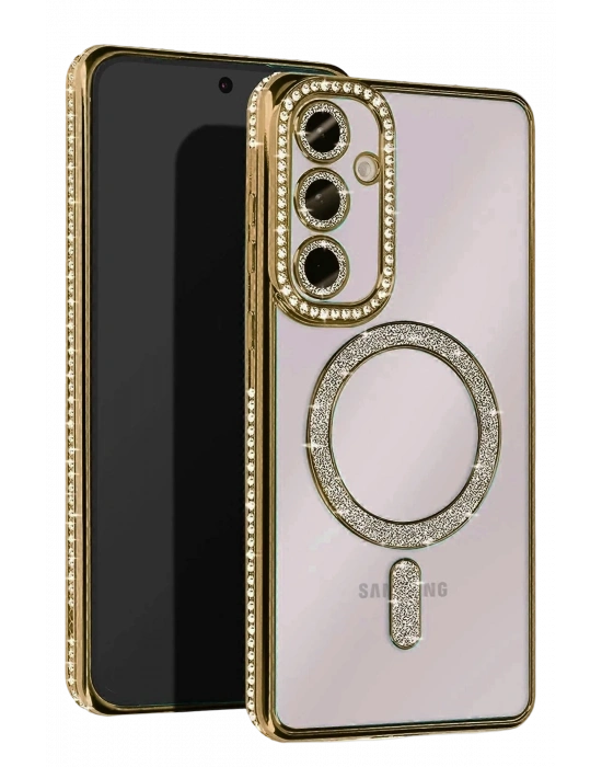 Newface Samsung Galaxy A55 5G Joke Simli Magneticsafe Kılıf - Gold