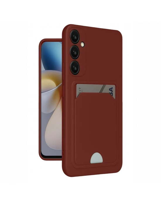 Newface Samsung Galaxy A55 5G Kılıf Kelvin Kartvizitli Silikon - Bordo