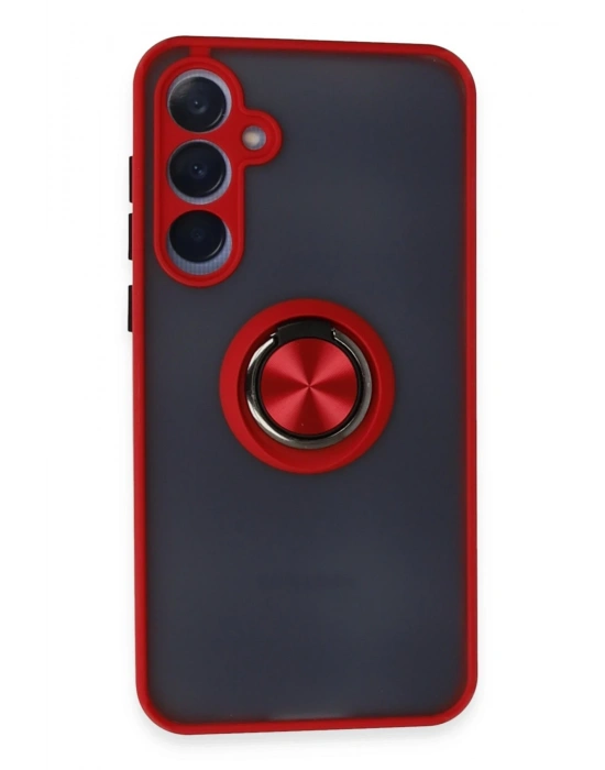 Newface Samsung Galaxy A55 5G Kılıf Montreal Yüzüklü Silikon Kapak - Kırmızı