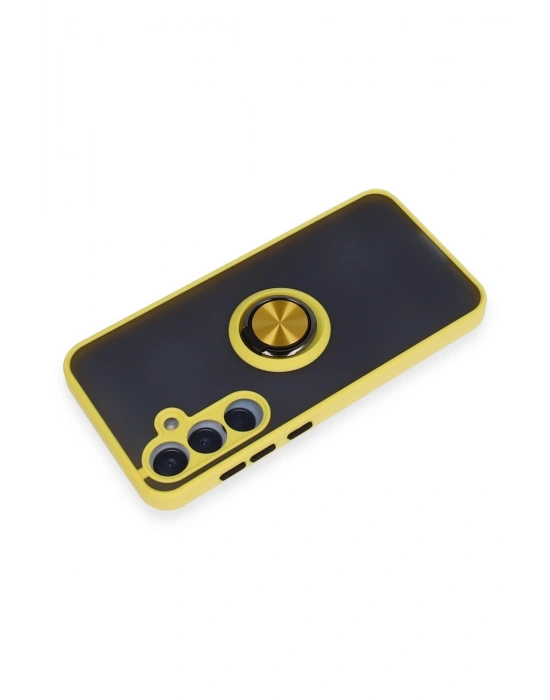 Newface Samsung Galaxy A55 5G Kılıf Montreal Yüzüklü Silikon Kapak - Sarı