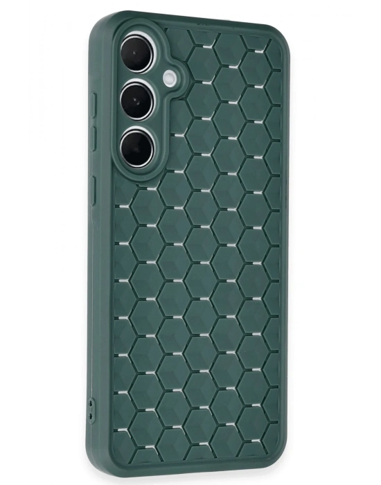 Newface Samsung Galaxy A55 5G Kılıf Petek Silikon Kapak - Koyu Yeşil