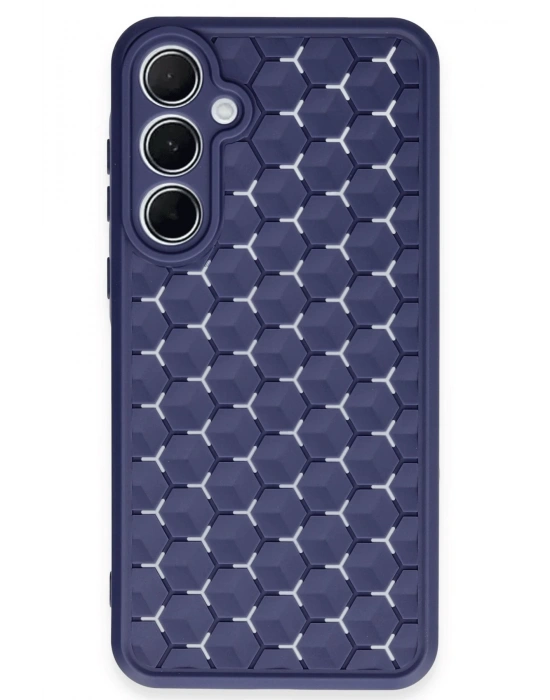 Newface Samsung Galaxy A55 5G Kılıf Petek Silikon Kapak - Lacivert