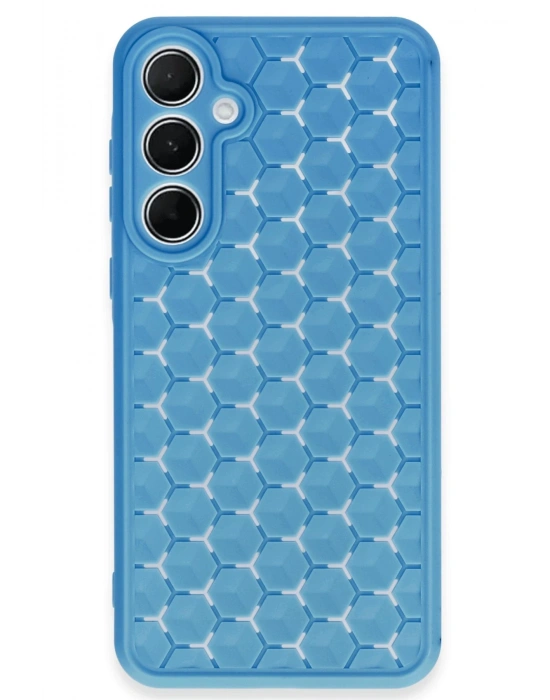 Newface Samsung Galaxy A55 5G Kılıf Petek Silikon Kapak - Mavi