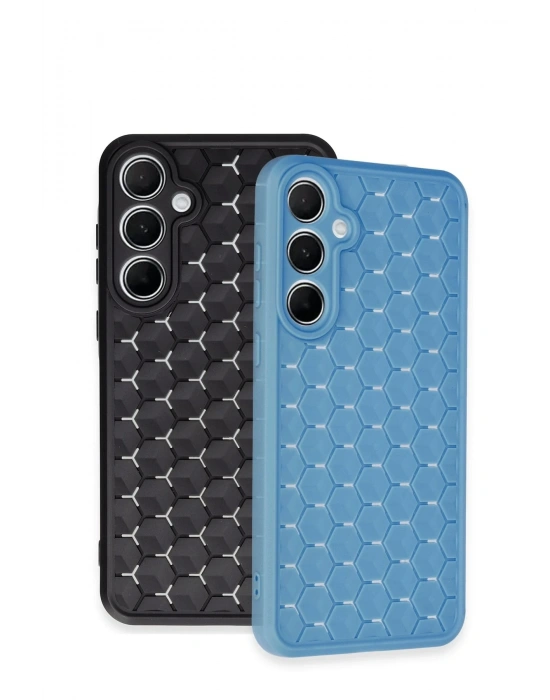 Newface Samsung Galaxy A55 5G Kılıf Petek Silikon Kapak - Mavi