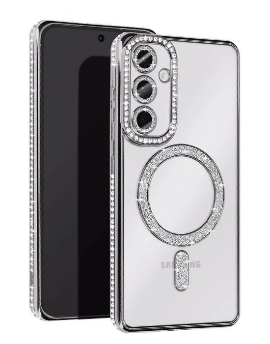 Newface Samsung Galaxy A56 Joke Simli Magneticsafe Kılıf - Gümüş