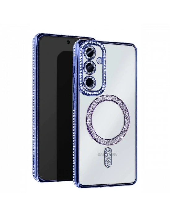 Newface Samsung Galaxy A56 Joke Simli Magneticsafe Kılıf - Mavi