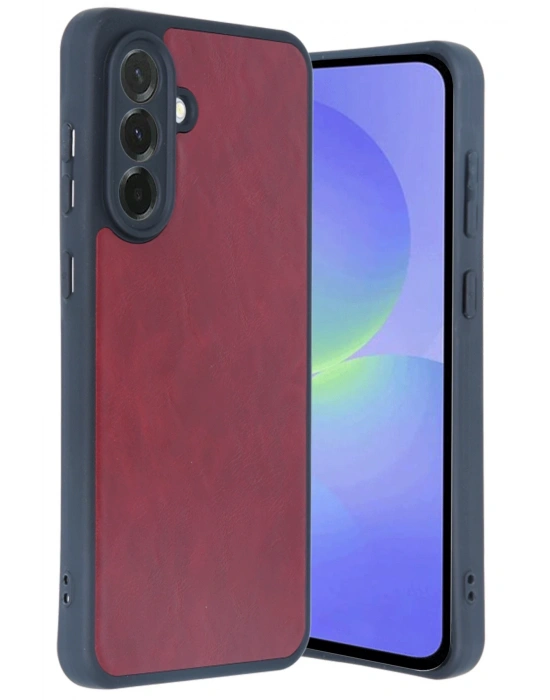 Newface Samsung Galaxy A56 Kılıf Aras Deri Kapak - Bordo